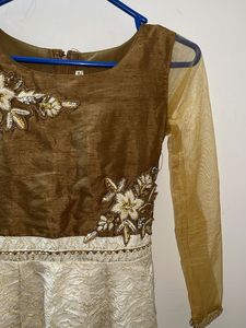 Elegant Brown &amp; White Dress