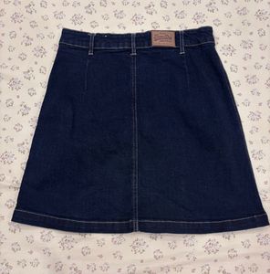 Dark Denim Button-Front Skirt
