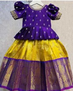Baby traditional Blue &amp; Gold Lehenga Choli