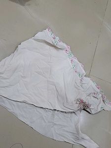 Elegant White Scaffe with Floral Border