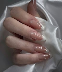 Nude Pearl French Press-On Nails ✨