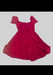 Puff Sleeves Hem Mini Dress