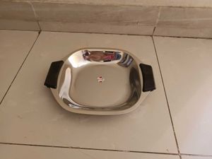 Unused Stainless Steel Serving Tray with Handles