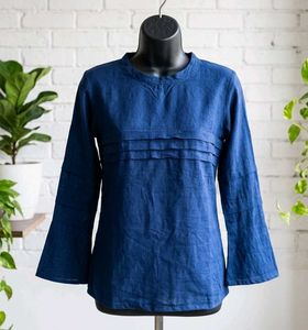 Elegant Navy Blue Kurti with Bell Sleeves