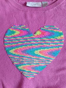 Pink Heart Sequin Sweater
