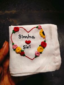 Hand Embroidered handkerchief coustmize any name