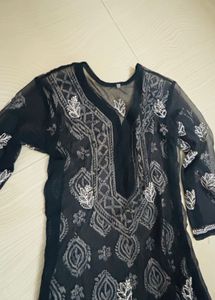 Elegant Navy Blue Chikankari Kurta Set