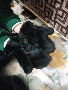 Fuzzy Black Mittens