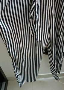 Black &amp; White Striped Jumpsuit For Women