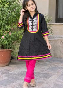 Stylish Black Kurti with Pink Pants