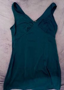Chic Teal V-Neck Slip Dress