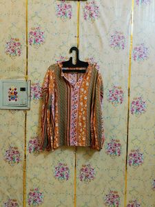 🇳🇿💫🎀Stylish Printed Long Sleeve V-Neck Top