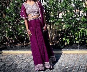 Elegant Purple Sequined Lehenga Set