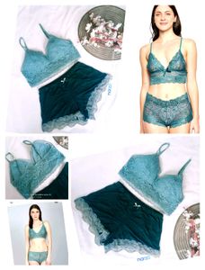 Cute Teal Lace Lingerie Set
