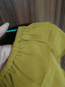Stylish Mustard Ruffled Off-Shoulder Top