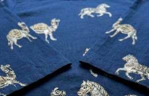 Navy Blue Elephant Print Kurta