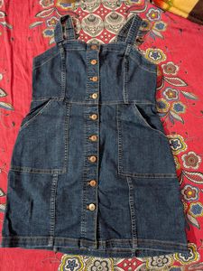 Denim Button-Front Pinafore Dress