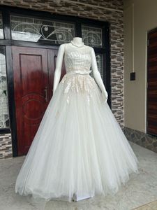 Luxury white gown with 3d lace appliques