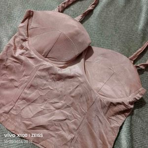282510. Stylish Pink Corset Crop Top