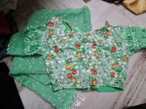 Floral Print Designer Blouse and saree