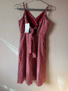 Chic Polka Dot Midi Dress with back tie