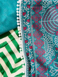 fix price Teal Embroidered Kurta Set with Dupatta