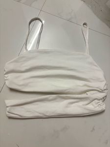 White Ruched Crop Top