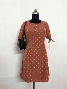 Chic Rust Floral Print Mini Dress