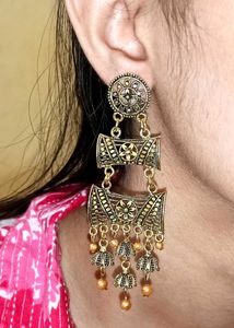 Exquisite Oxidized Jhumka Earrings