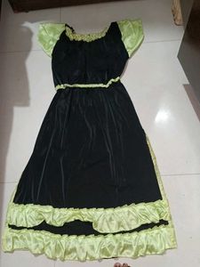 Black & Lime Green Ruffled Dress