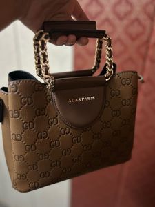 Women Stylish Brown Handbag with Chain Detail