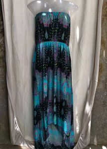 I. Bohemian Print Strapless Maxi Dress