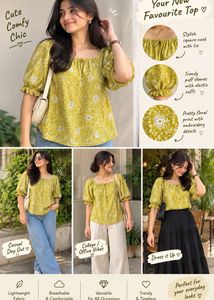 Mustard Floral Puff Sleeve Top | Off-Shoulder
