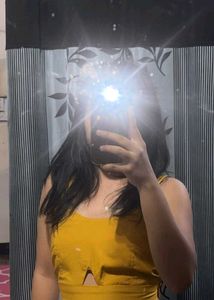 Yellow Crop Top with Tie Detail