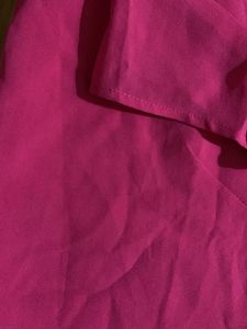 Hot pink Short-Sleeve Button-Up Top