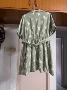“Bombay Paisley” Mintgreen Leafy Mini Dress