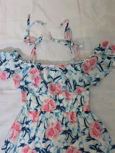 Floral Print Cold Shoulder Dress for Girls
