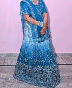 Teal Embellished Lehenga Skirt