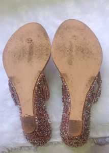 Sparkling Rose Gold Embellished Sandals