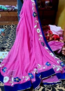 Beautiful Border Work Net Saree