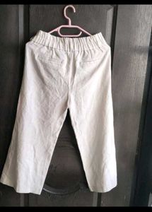 Cream Cropped Wide-Leg Pants