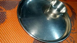 Set of 3 Stainless Steel Thali Plates with Bowls