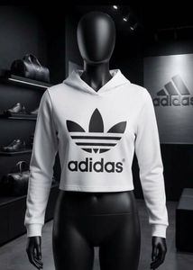 Adidas White Cropped Hoodie