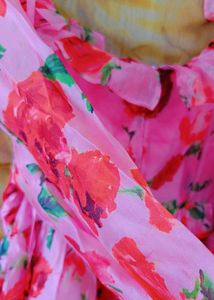 Korean Pink Floral Organza Dress