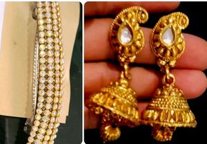 Set 2 Gold Plated.traditional Earing & Hair Clip