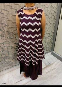 Elegant Purple Kurta Set with White Zigzag