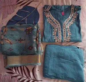 mint green kurta set with Dupatta