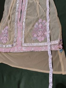 Neted Frock With silwer Block Print