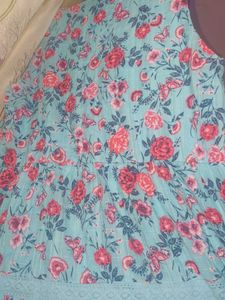 Floral Print Lace Trim V-Neck Tunic