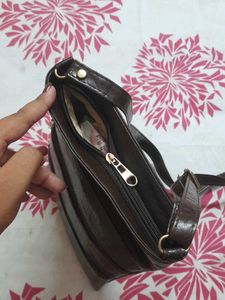 Dark Brown Faux Leather Crossbody Bag